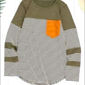 Green Striped Long Sleeve Shirt